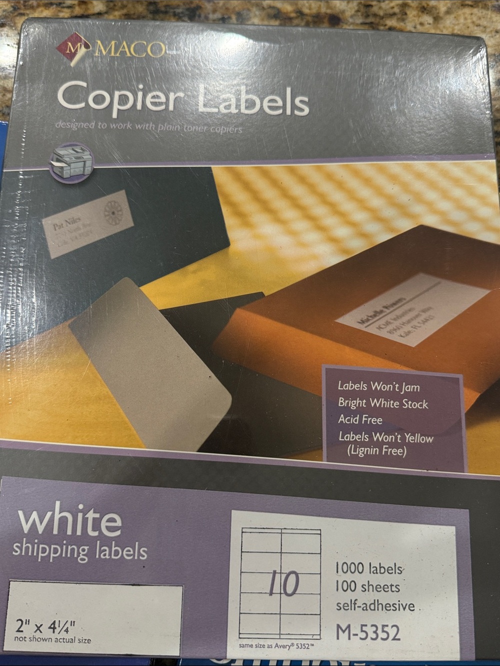 White Copier Shipping Labels